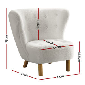 Artiss Armchair Lounge Accent Chair Armchairs Couch Chairs Sofa Bedroom White Product Image