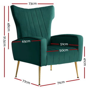 Artiss Armchair Green Velvet Kate Product Image