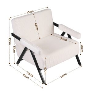 Artiss Compressed Armchair White Corduroy Accent Chair For Small Space Product Image