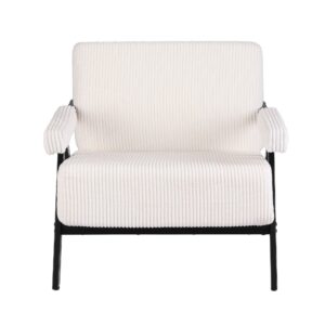 Artiss Compressed Armchair White Corduroy Accent Chair For Small Space Product Image