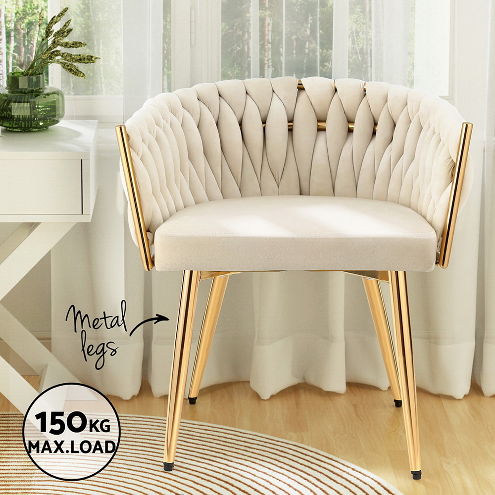 Artiss Dining Chair Velvet Armchair Beige – Sumo Deals 1 Artiss Dining Chair Velvet Armchair Beige Product Image