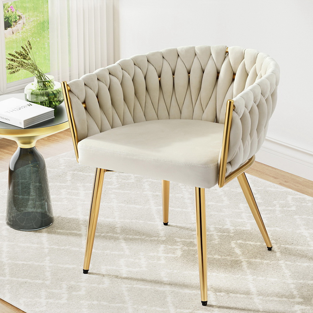 Artiss Dining Chair Velvet Armchair Beige – Sumo Deals 1 Artiss Dining Chair Velvet Armchair Beige Product Image