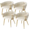 1 Set of 4 Artiss Dining Chairs Velvet Armchair Beige product image