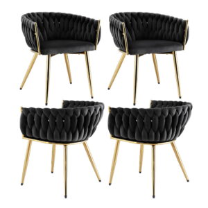 1 Set of 4 Artiss Dining Chairs Velvet Armchair Black product image
