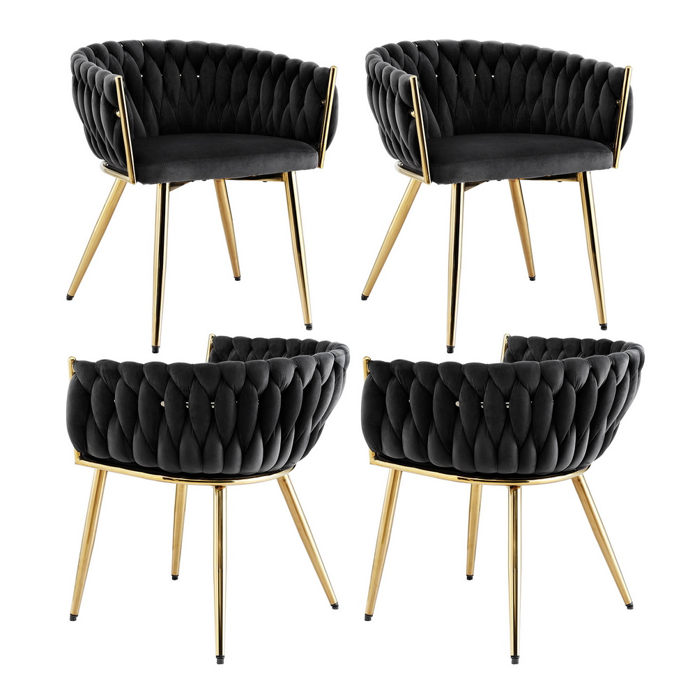 Artiss Velvet Dining Chairs - Set Of 4, Black – Sumo Deals 1 Set Of 4 Artiss Dining Chairs Velvet Armchair Black Product Image