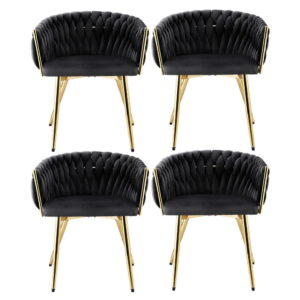 Artiss Velvet Dining Chairs - Set Of 4, Black – Sumo Deals 1 Set Of 4 Artiss Dining Chairs Velvet Armchair Black Product Image