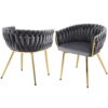 1 Set of 2 Artiss Dining Chairs Velvet Armchair Grey product image