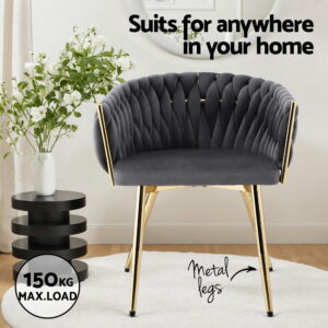 1 Set Of 4 Artiss Dining Chairs Velvet Armchair Grey Product Image