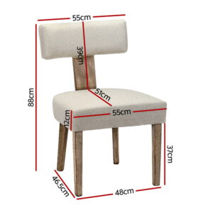 Artiss Dining Chairs Set Of 2 Linen Fabric Wooden Beige Product Image