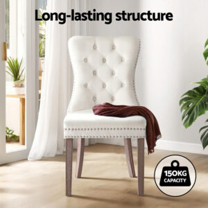 Artiss Dining Chairs - Beige Velvet (Set Of 2) – Sumo Deals 1 Set Of 2 Artiss Dining Chairs Beige Velvet Product Image