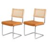 Artiss Dining Chairs Set of 2 PU Leather Rattan Cantilever Brown product image