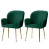 Artiss Dining Chairs Set of 2 Velvet Armchair Green product image