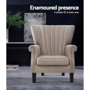 Artiss Armchair Wingback Beige Andrew Product Image