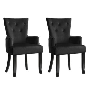 2x Artiss Dining Chairs Velvet French Provincial Armchair Black product image