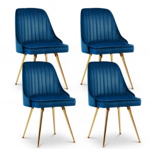 Artiss Dining Chairs Set of 4 Velvet Channel Tufted Blue product image