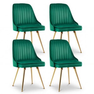 Artiss Dining Chairs Set of 4 Velvet Channel Tufted Green product image