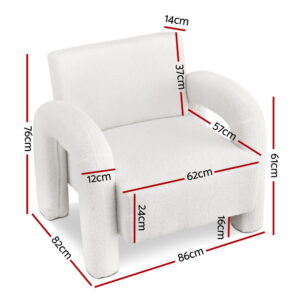 Artiss Boucle White Armchair Accent Lounge Sofa – Sumo Deals Artiss Armchair Accent Chair Lounge Sofa Couch Curved Seat Boucle White Product Image