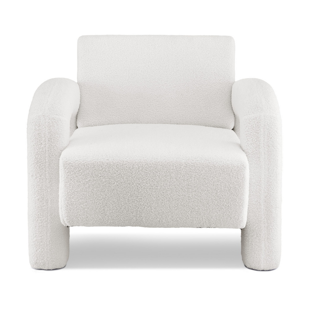 Artiss Boucle White Armchair Accent Lounge Sofa – Sumo Deals Artiss Armchair Accent Chair Lounge Sofa Couch Curved Seat Boucle White Product Image