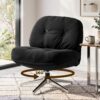Artiss Swivel Chair Nursing Armchair Lounge Corduroy Steel Star Base Black product image