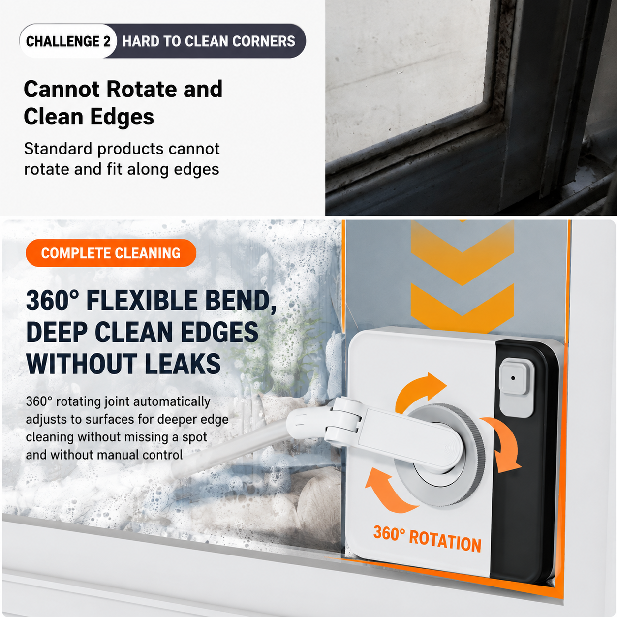 2-In-1 Window Cleaner With 160Cm Extendable Pole &Amp; 5 Microfibre Pads – Sumo Deals 2-In-1 Window Cleaner With 160Cm Extendable Pole &Amp; 5 Microfibre Pads - Image 4