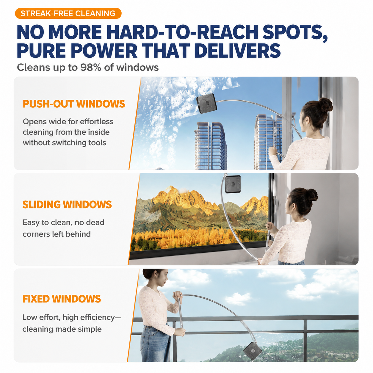 2-In-1 Window Cleaner With 160Cm Extendable Pole &Amp; 5 Microfibre Pads – Sumo Deals 2-In-1 Window Cleaner With 160Cm Extendable Pole &Amp; 5 Microfibre Pads - Image 9