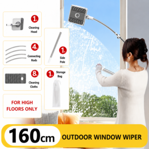 2-in-1 Window Cleaner with 160cm Extendable Pole & 8 Microfibre Pads