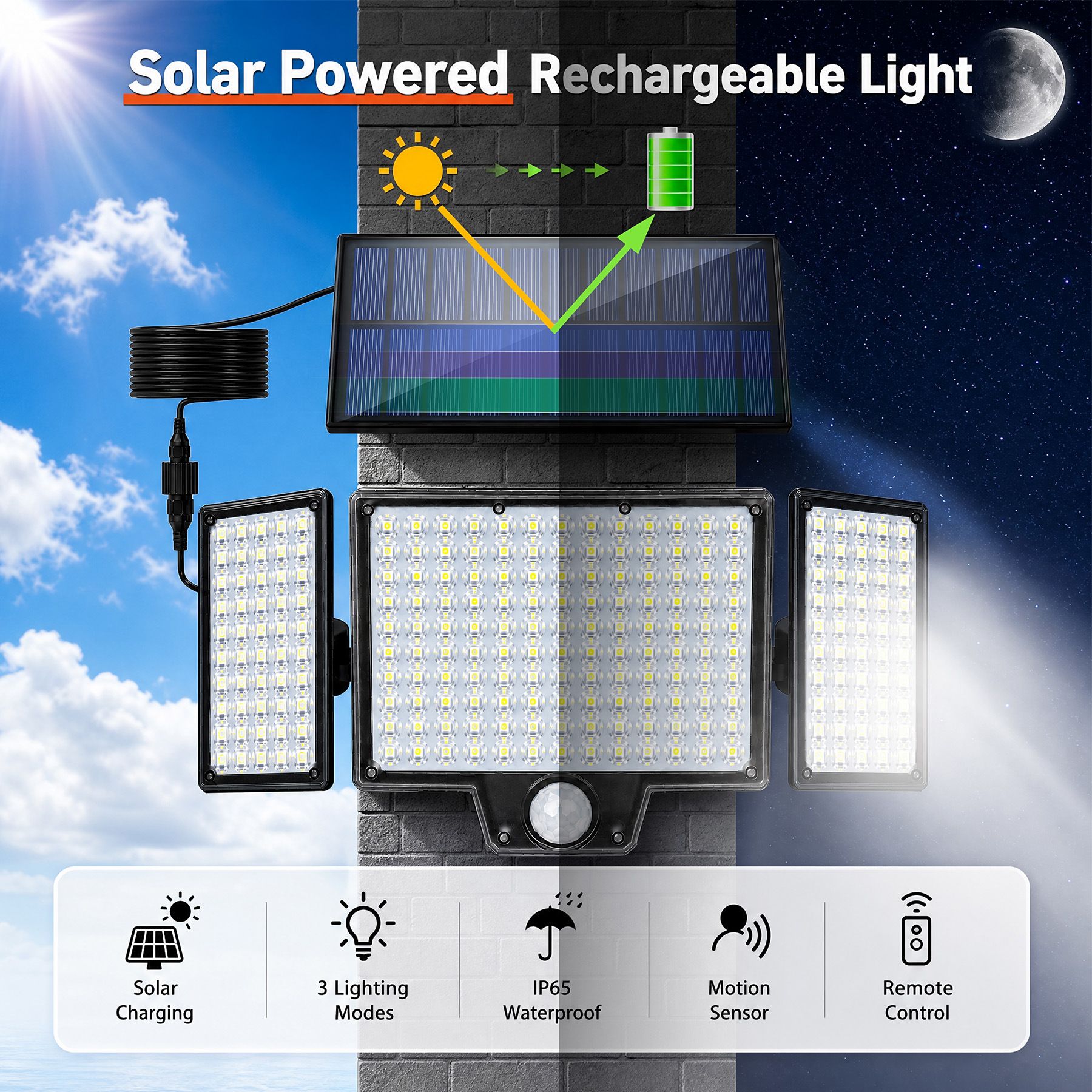 Solar Security Light 210 Led Motion Sensor Wall Lamp – Sumo Deals Solar Security Light 210 Led Motion Sensor Wall Lamp - Image 2