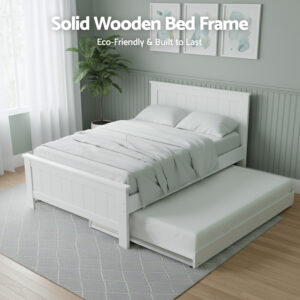 Artiss King Single Bed Frame &Amp; Bedside Table White – Sumo Deals Artiss King Single Bed Frame And Bedside Table White Product Image