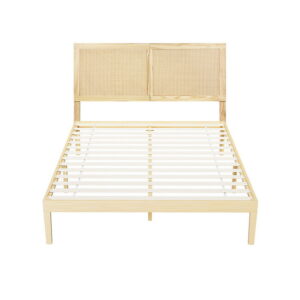 Artiss Bed Frame Queen Size with Rattan Headboard Wooden Bed Base BRUNO product image