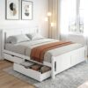 Artiss Bed Frame Queen Size Wooden Platform with 2 Storage Drawers White RIO product image