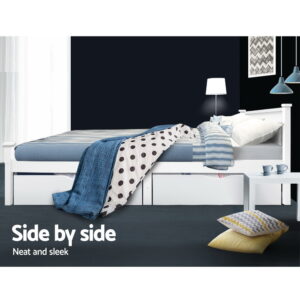 Artiss 2X Bed Frame Storage Drawers Trundle White – Sumo Deals Artiss 2X Bed Frame Storage Drawers Trundle White Product Image