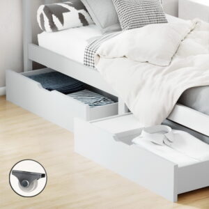 Artiss 2x Bed Frame Storage Drawers Trundle White product image