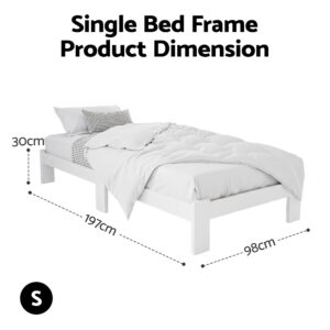 Artiss Jade Single Wooden Bed Frame - White – Sumo Deals Artiss Bed Frame Single Size Wooden White Jade Product Image