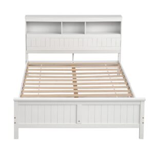 Artiss Queen Bed Frame | Storage Headboard White – Sumo Deals Artiss Queen Bed Frame With Storage Headboard And Footboard Wooden Bed Base White Product Image