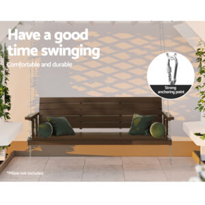 Gardeon 3-Seater Wooden Porch Swing Chair – Sumo Deals Gardeon Porch Swing Chair With Chain Outdoor Furniture 3 Seater Bench Wooden Brown Product Image