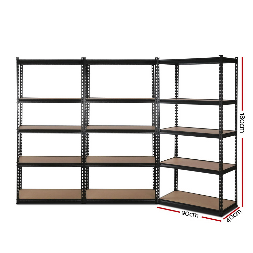Giantz 3X1.8M Garage Shelving Rack Black – Sumo Deals Giantz 3X1.8M Garage Shelving Warehouse Rack Pallet Racking Storage Shelve Black Product Image
