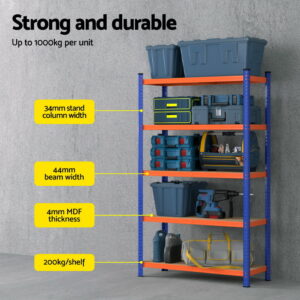 Giantz 5-Tier Garage Shelving Rack - 1.8M – Sumo Deals 5 X 1.8M Giantz Garage Shelving Warehouse Rack Product Image