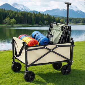 Gardeon Garden Cart Folding Trolley Camping Wagon Barrow Outdoor Beach Beige product image