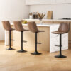 Artiss 4x Bar Stools Vintage Leather Swivel Gas Lift Brown product image