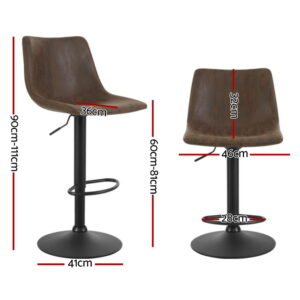 Artiss Jovy Bar Stools (Set Of 4) | Vintage Brown Leather – Sumo Deals Artiss 4X Bar Stools Vintage Leather Swivel Gas Lift Brown Product Image