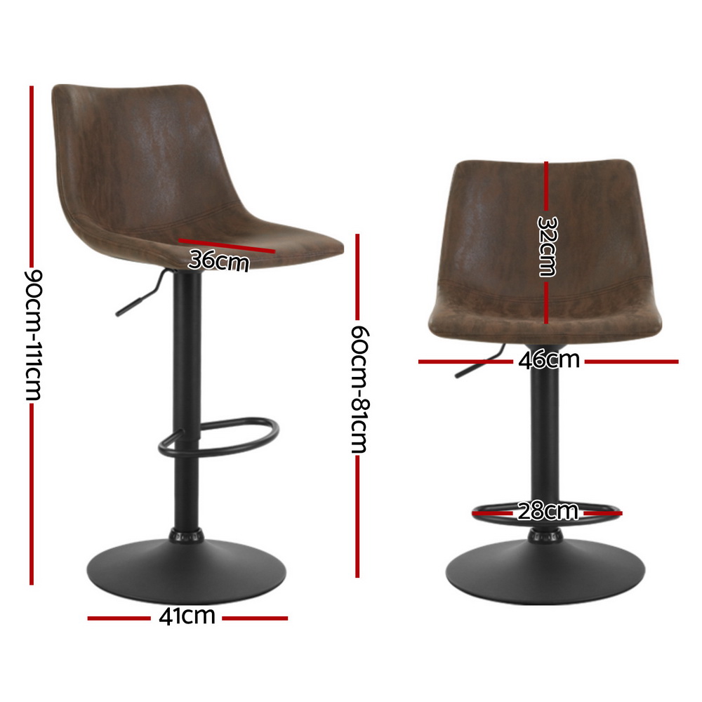 Artiss Jovy Bar Stools (Set Of 4) | Vintage Brown Leather – Sumo Deals Artiss 4X Bar Stools Vintage Leather Swivel Gas Lift Brown Product Image