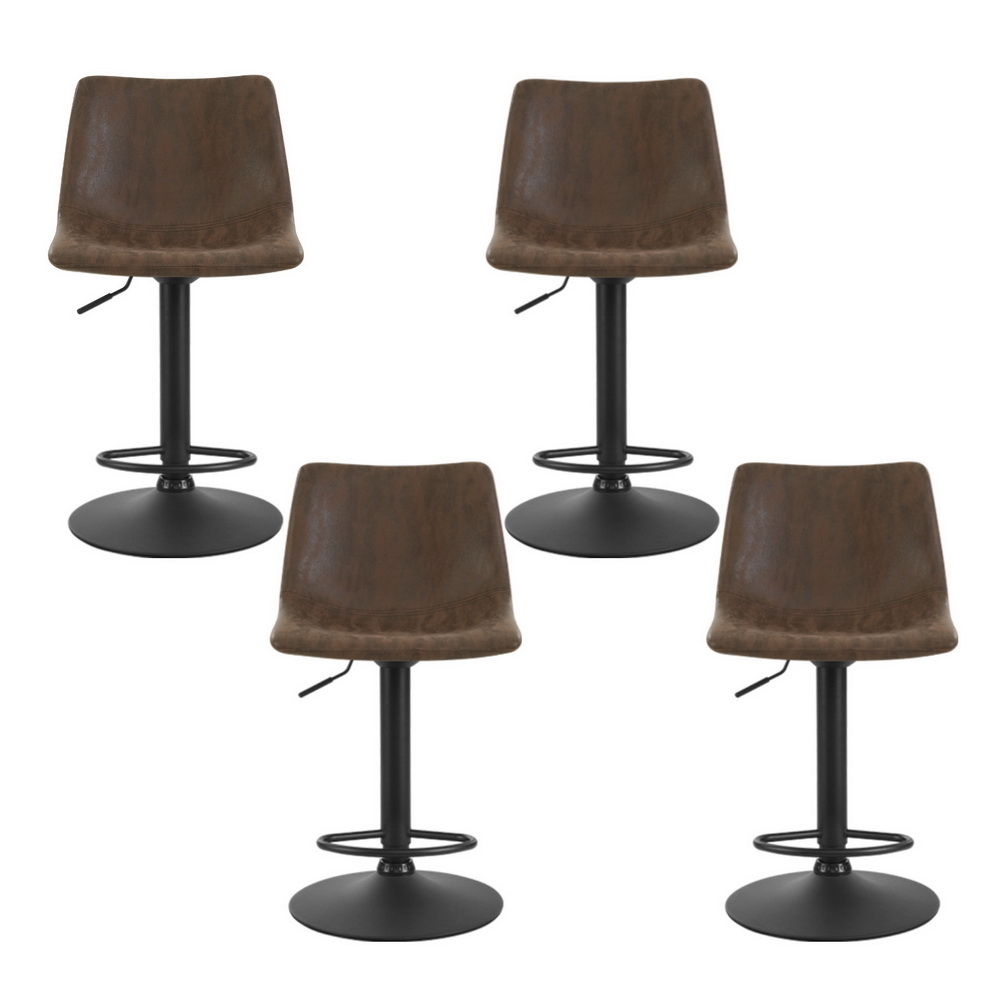 Artiss Jovy Bar Stools (Set Of 4) | Vintage Brown Leather – Sumo Deals Artiss 4X Bar Stools Vintage Leather Swivel Gas Lift Brown Product Image