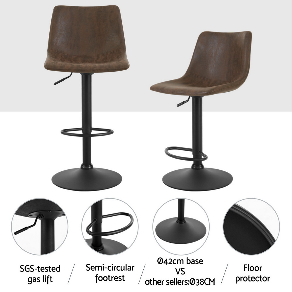 Artiss Jovy Bar Stools (Set Of 4) | Vintage Brown Leather – Sumo Deals Artiss 4X Bar Stools Vintage Leather Swivel Gas Lift Brown Product Image