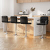 Artiss 4x Bar Stools Leather Gas Lift w/Armrest Black product image