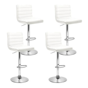 Artiss 4x Bar Stools Padded Leather Gas Lift White product image