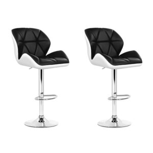 Artiss 2x Bar Stools Gas Lift Padded Leather Black & White product image