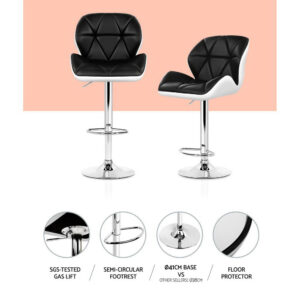 Artiss Gas Lift Bar Stools (2-Pack) - Black &Amp; White – Sumo Deals Artiss 2X Bar Stools Gas Lift Padded Leather Black &Amp; White Product Image