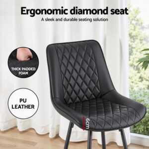 Artiss 2X Black Diamond Pu Leather Bar Stools – Sumo Deals Artiss 2X Bar Stools Kitchen Dining Chair Counter Stool Diamond Pu Leather Black Product Image