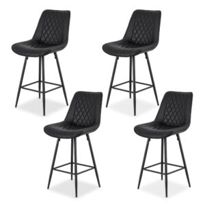 Artiss 4x Bar Stools Kitchen Dining Chair Counter Stool Diamond PU Leather Black product image
