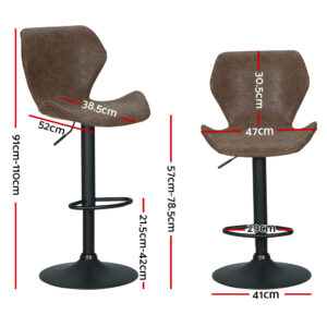 Artiss Bar Stools Kitchen Counter Stools Swivel Gas Lift Vintage Chairs Brown X2 Product Image